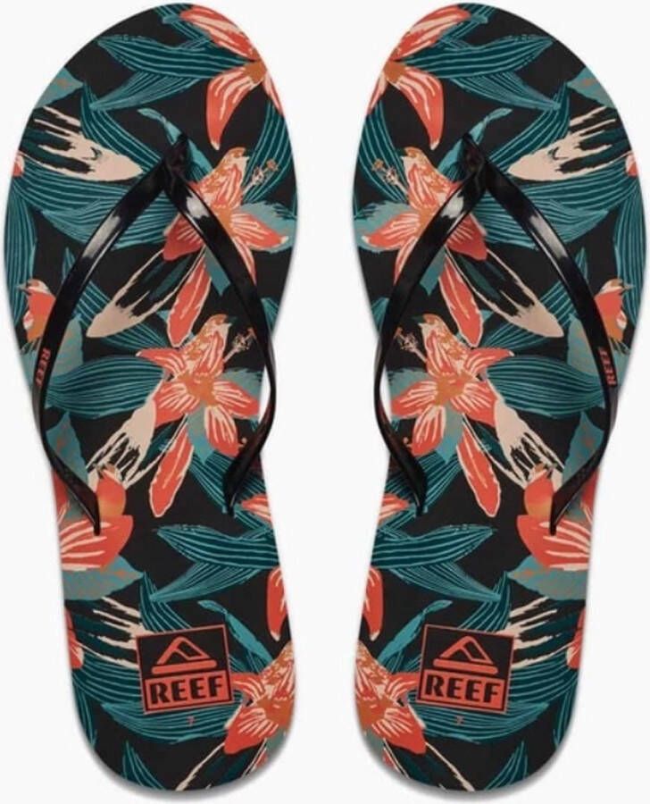 Reef Dames Bliss-Full Slippers Black Hibiscus