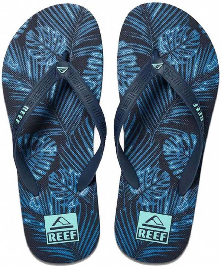 Reef Heren Seaside Prints Slippers Navy Palm 24cm