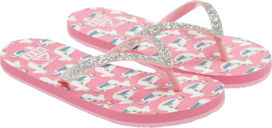 Reef Kids Stargazer Prints teenslippers met glitters zilver roze Meisjes Rubber 33 - Foto 2