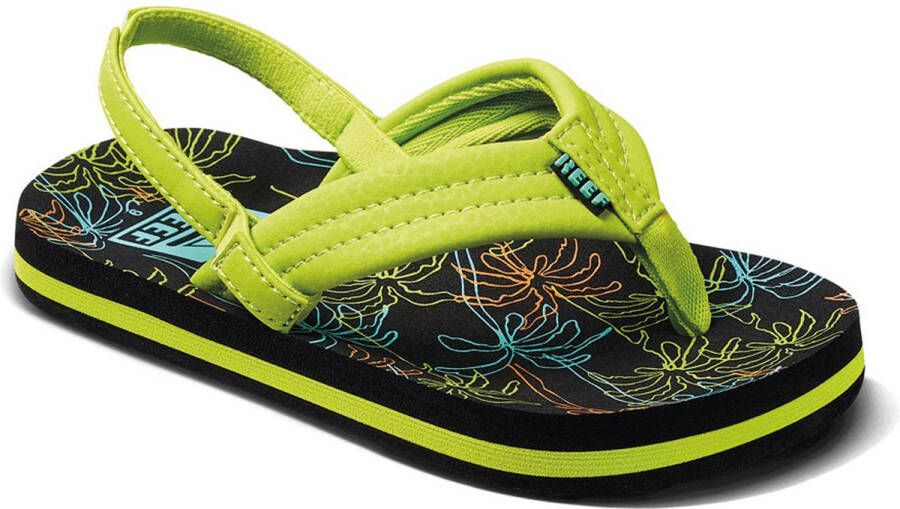 Reef Kids Ahi teenslippers met hielbandje limegeel Textiel 21