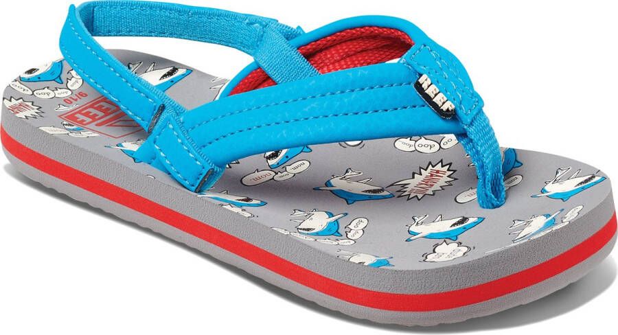 Reef Little Ahi teenslippers met hielbandje blauw grijs EVA 23-24