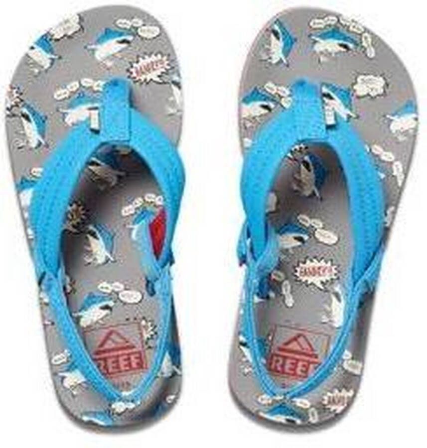 Reef Little Ahi teenslippers met hielbandje blauw grijs EVA 23-24