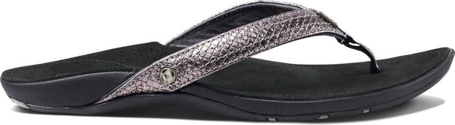 Reef Miss J-Bay leren teenslippers zilver