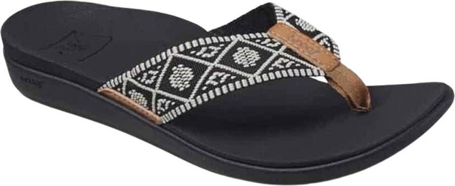 Reef Ortho Wovenblack White Dames Slippers Zwart Wit