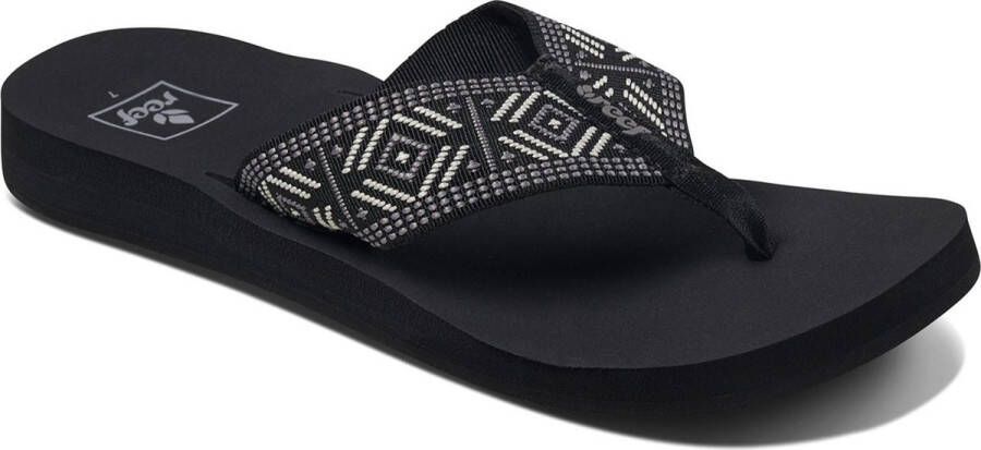 Reef Spring Woven Black White Dames Slippers Zwart Wit