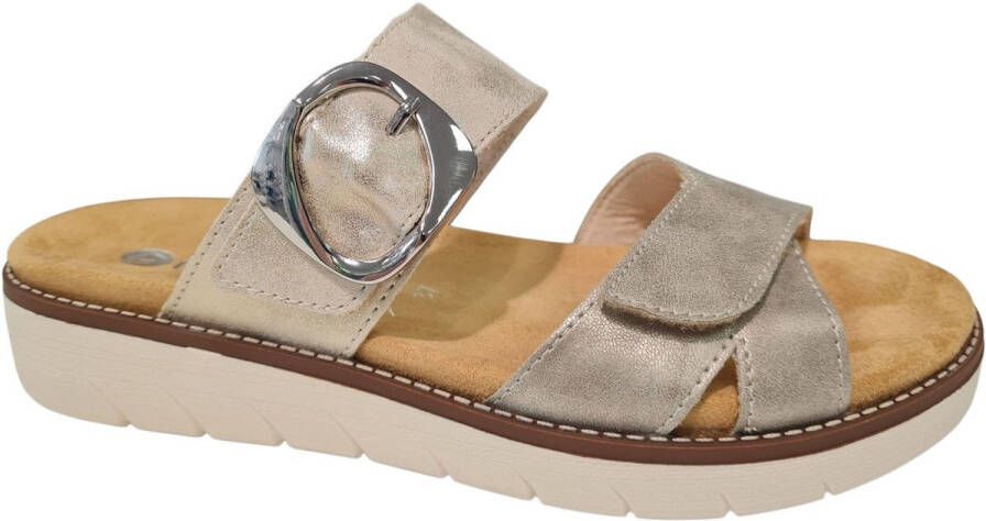 Remonte Beige Leren Dames Slippers Beige