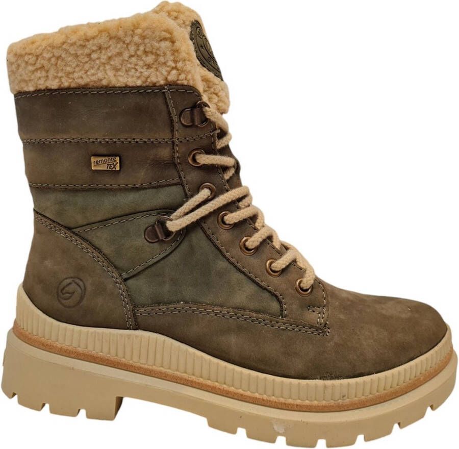 Remonte D0 54 Dames Veterboots Groen