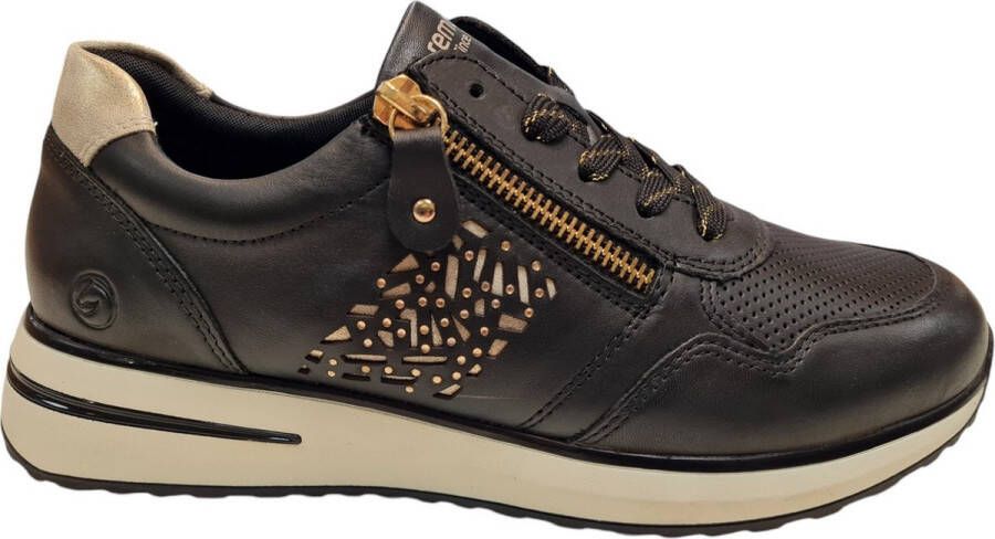 Remonte Zwarte Lite 'n Soft Sneakers met Gouden Details Black Dames