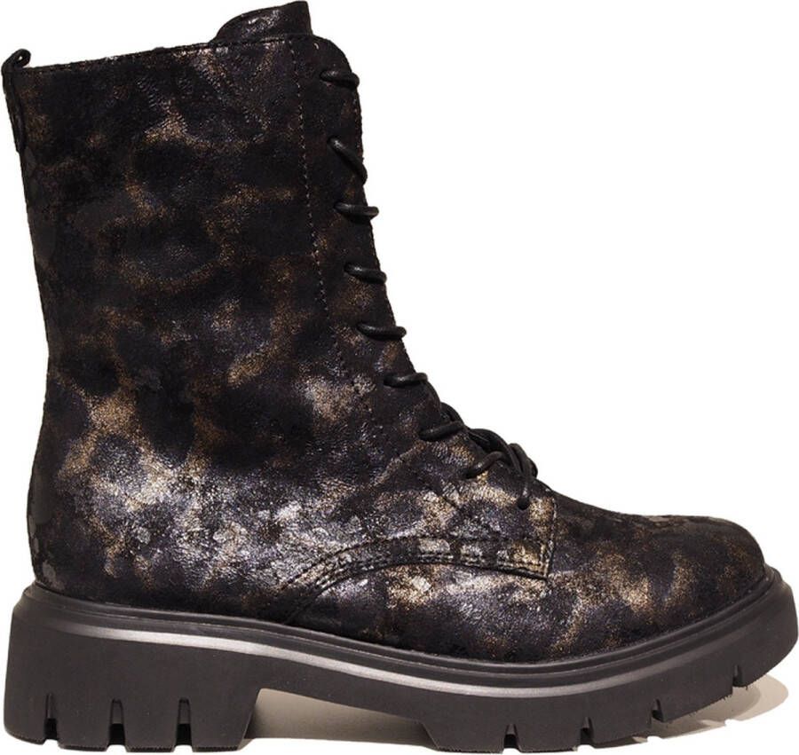 Remonte Metallic Dierenprint Veterschoen Black Dames