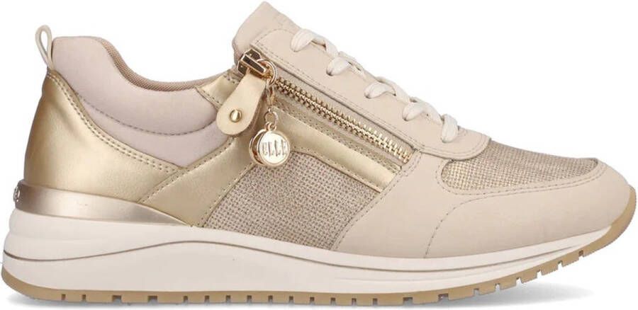 Remonte Beige Metallic Glitter Sneaker met Rits Beige Dames - Foto 1