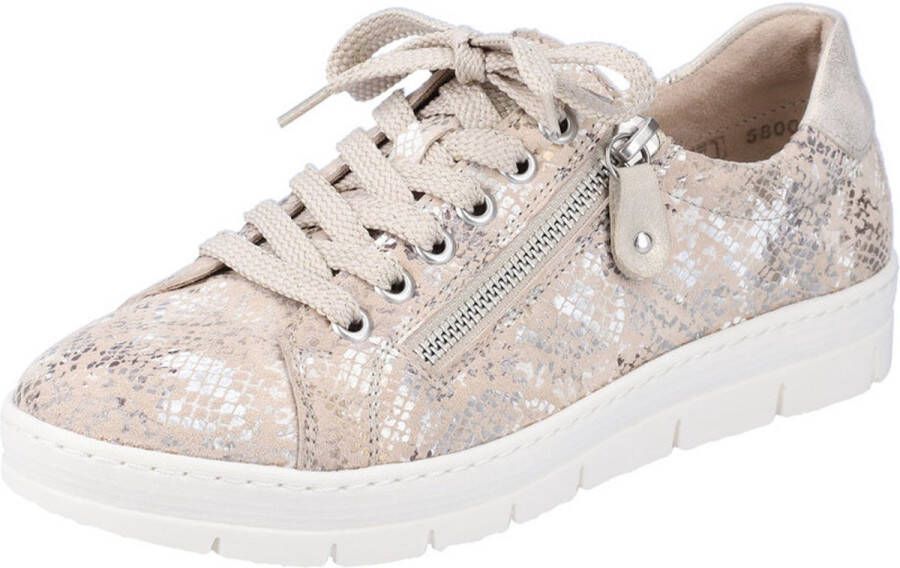 Remonte Taupe Metallic Sneaker met Rits Multicolor Dames