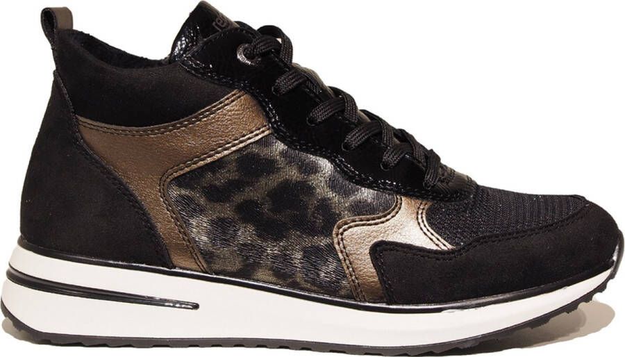 Remonte Zwarte hoge sneaker met warme voering Multicolor Dames