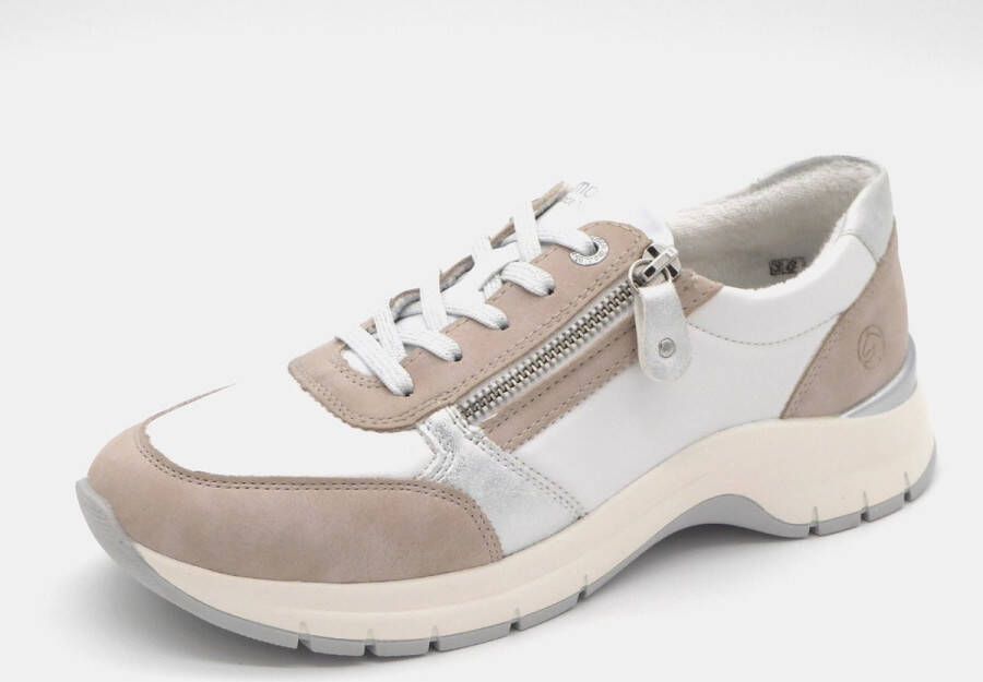 Remonte Comfortabele witte sneaker met beige en zilveren accenten Multicolor Dames - Foto 4