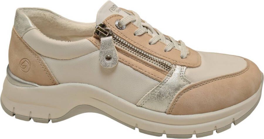 Remonte Comfortabele witte sneaker met beige en zilveren accenten Multicolor Heren