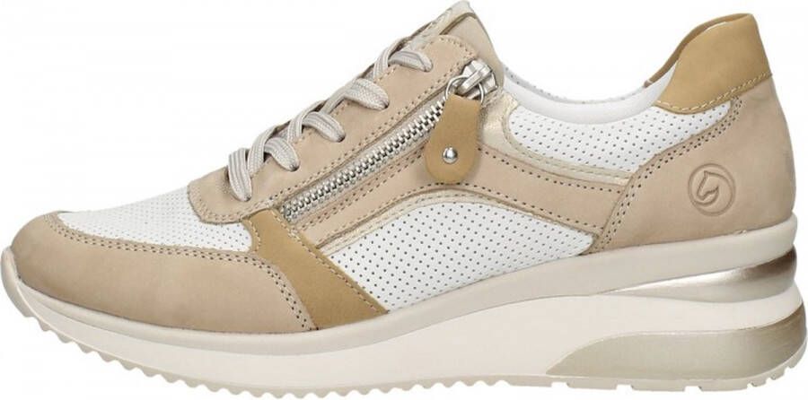 Remonte Sneaker met chique perforaties Beige Champagne Wit Zand