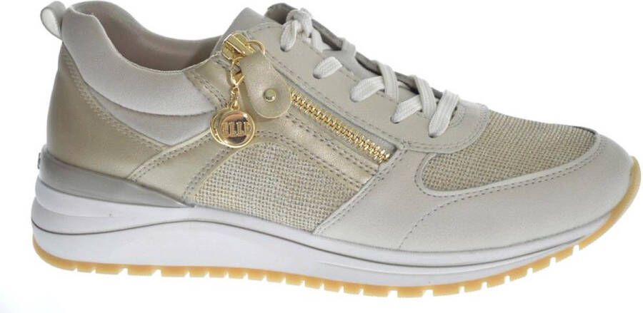 Remonte Beige Metallic Glitter Sneaker met Rits Beige Dames