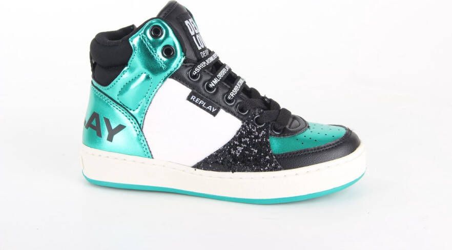 Replay sneakers groen zwart wit Meisjes Imitatieleer 38 - Foto 2