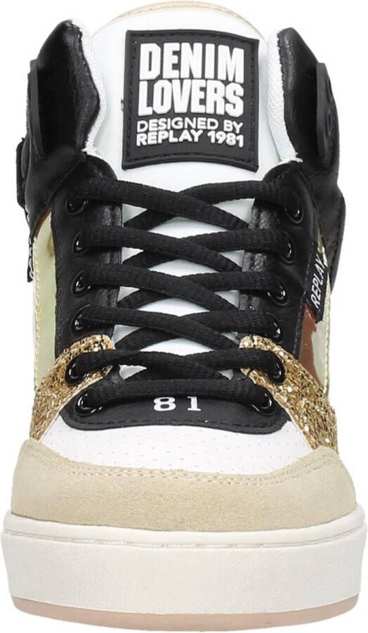 Replay Cobra Mid Veterboot Meisjes Zwart Beige Goud