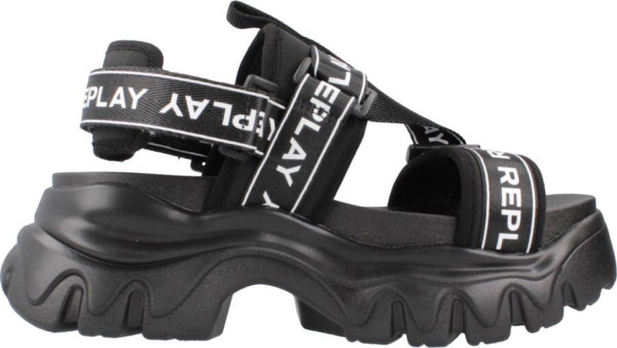 Replay Stijlvolle Platte Sandalen voor Vrouwen Black Dames