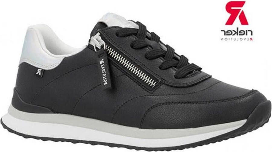 Rieker 42505 00 sneaker veter rits ZWART