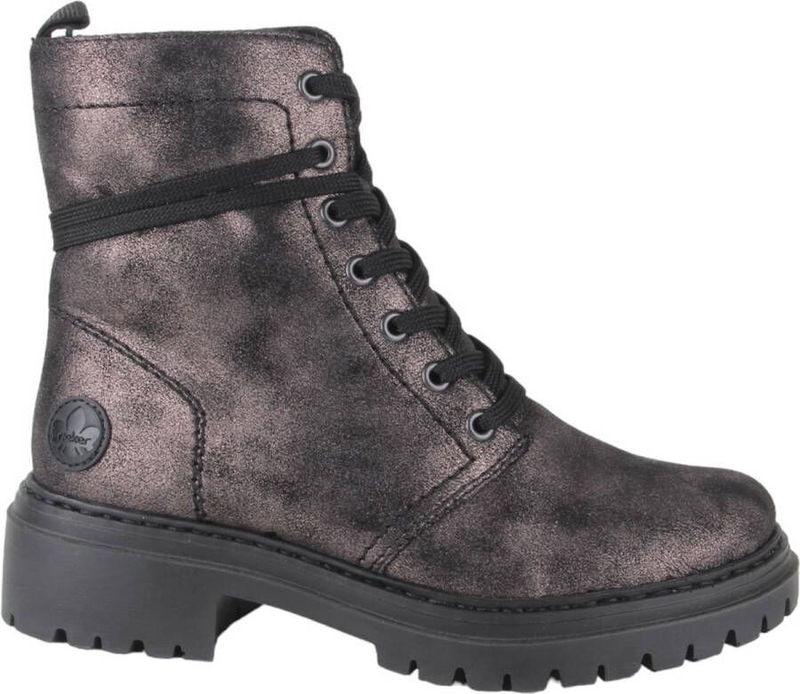 Rieker Metallic Veterschoen met Teddy Voering Black Dames