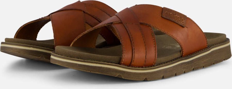 Rieker Bruine Gekruiste Band Leren Slipper Brown Heren