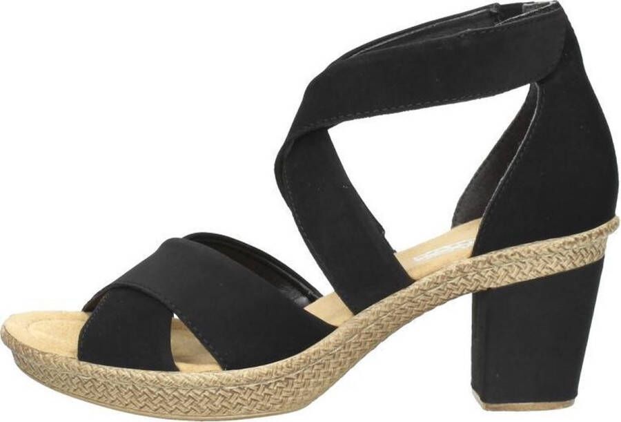 Rieker Zwarte Synthetische Hoge Hak Sandalen Black Dames