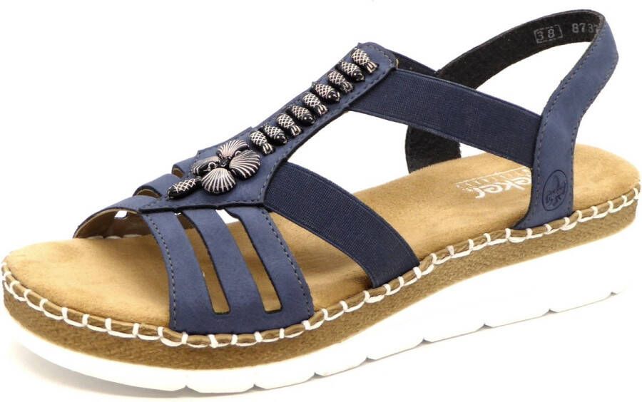 Rieker Sandalen zomerschoen sandaal keilhak met modieuze decoratieve elementen