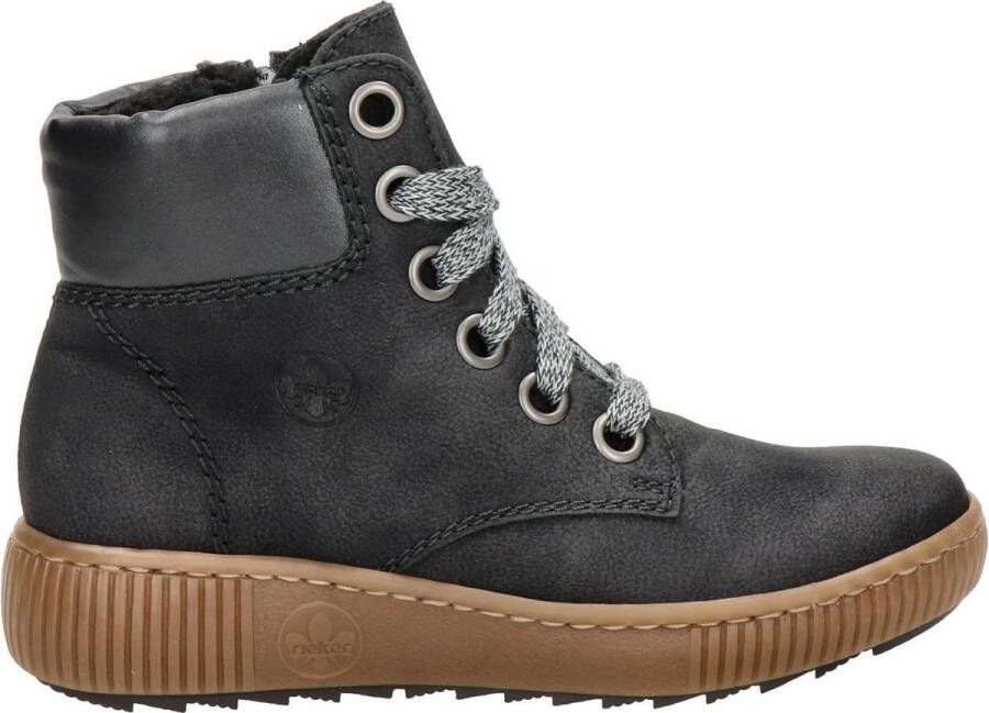 Rieker Dames veterschoenen Hoog zwart