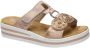 Rieker -Dames roze-goud metallic slippers & muiltjes - Thumbnail 1