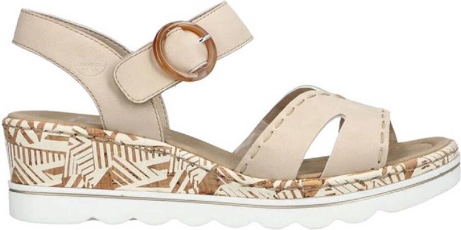 Rieker Beige Grafische Print Platform Sandaal Beige Dames