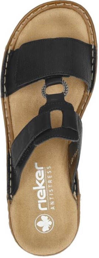 Rieker Zwarte Dames Slip-On Sandalen Black Dames