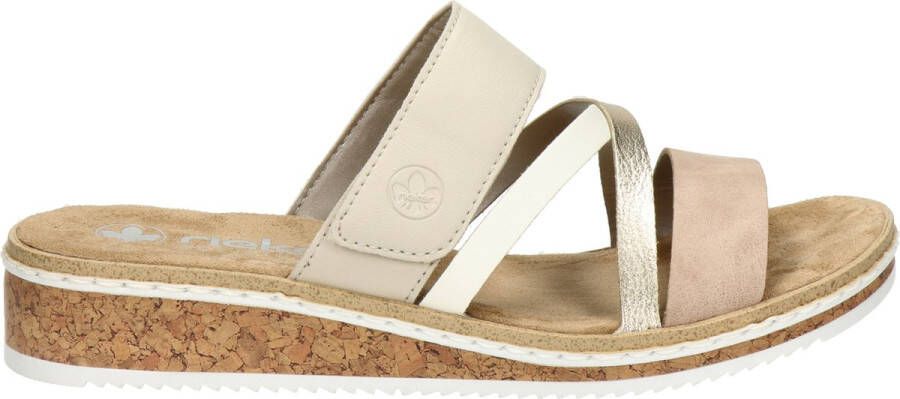 Rieker Slipper V3652-94 Wit Beige Multi