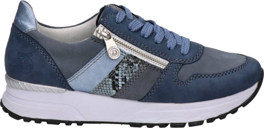 Rieker Blauwe Leren Sneaker met Print Detail Multicolor Dames