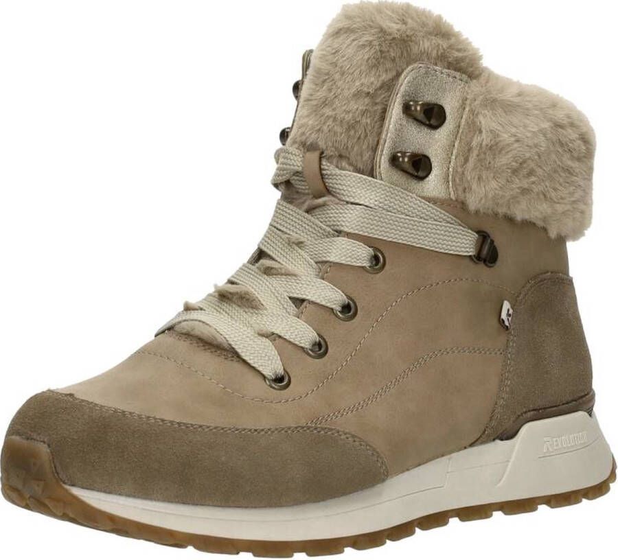 Rieker Warm Gevoerde Leren Veterschoenen Beige Dames - Foto 2