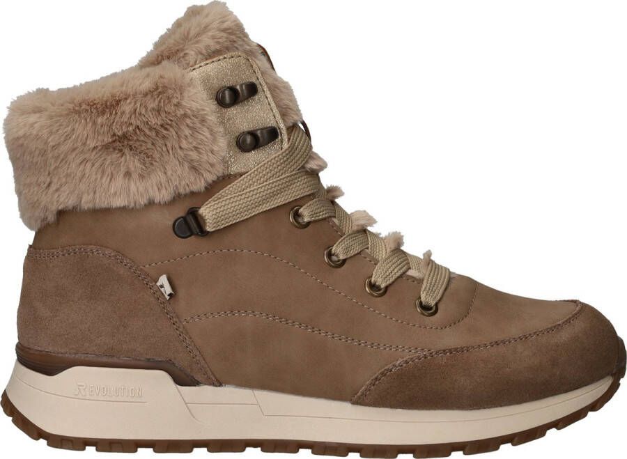 Rieker Warm Gevoerde Leren Veterschoenen Beige Dames