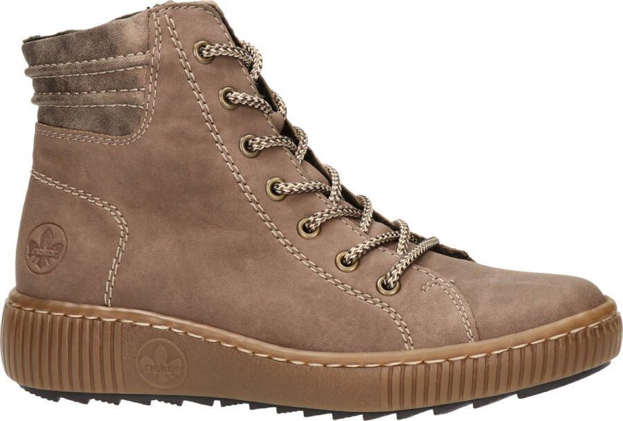 Rieker Comfortabele Taupe Veterschoen voor Dames Brown Dames