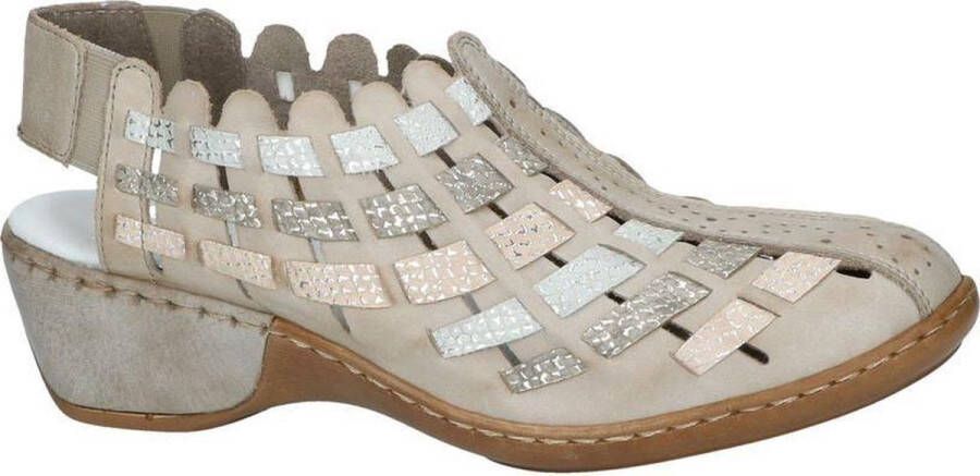 Rieker Lage Hak Glitter Open Teen Schoenen Beige Dames