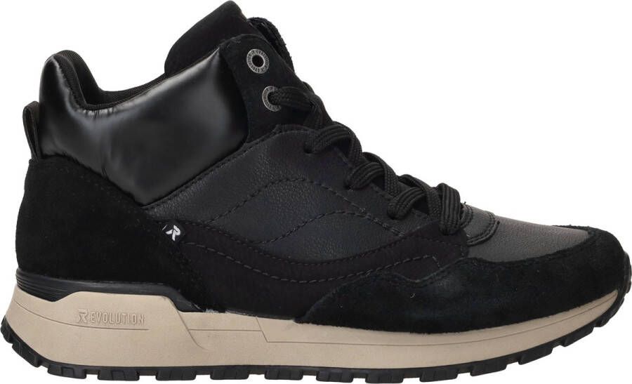 Rieker Zwarte Leren Sneaker met Ritssluiting Black Dames