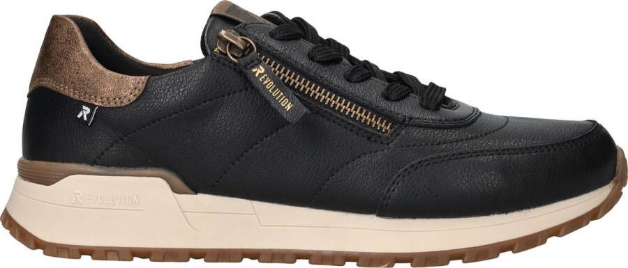 Rieker Metallic Gouden Sneaker met Comfortabele Pasvorm Zwart Dames