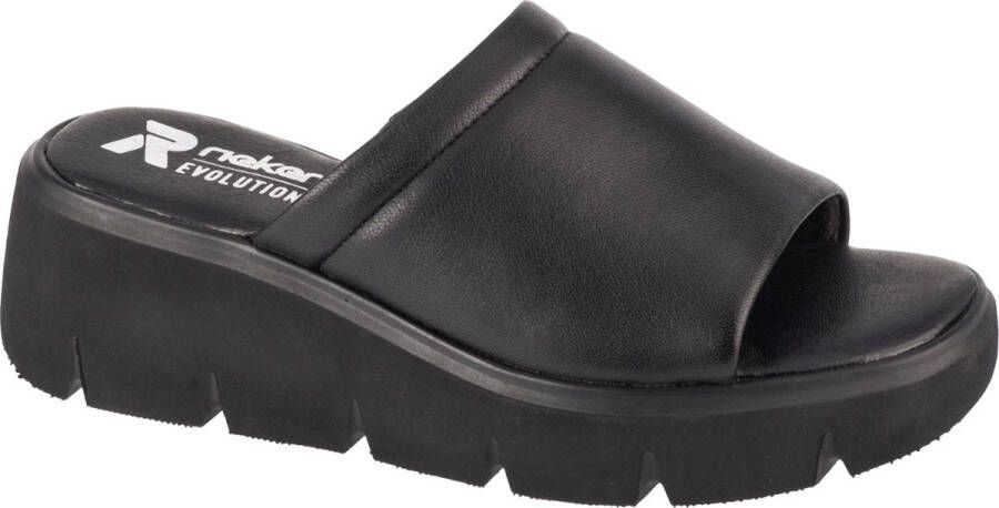 Rieker Zwarte Casual Open Muiltjes Dames Platte Sandalen Black Dames