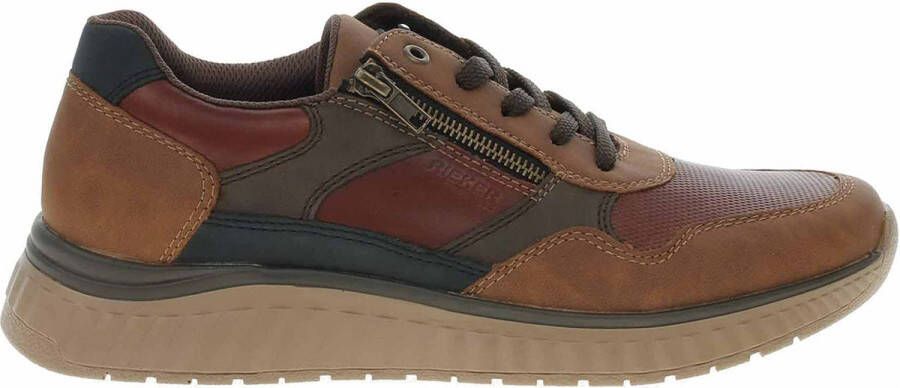 Rieker Comfortabele Herensneaker in Warme Bruine Tinten Brown Heren