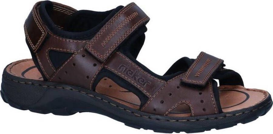 Rieker Bruine leren platte sandalen Bruin Heren