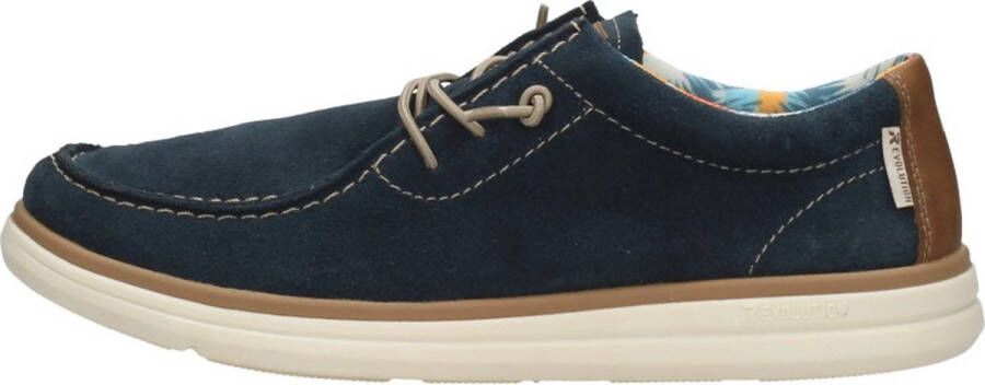 Rieker Comfortabele blauwe suède sneakers met extra veters Blue Heren