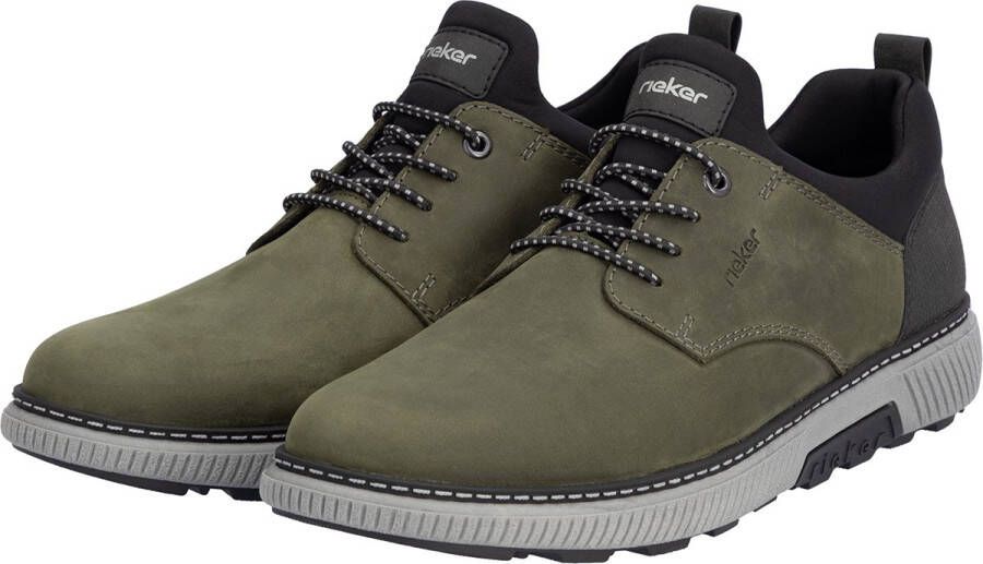 Rieker heren veterschoenen lage schoenen zakelijke schoenen leren schoenen B3360-54 groen extra breed