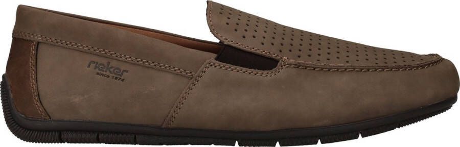 Rieker Bruine Nubuck Loafer met Flexibele Zool Brown Heren