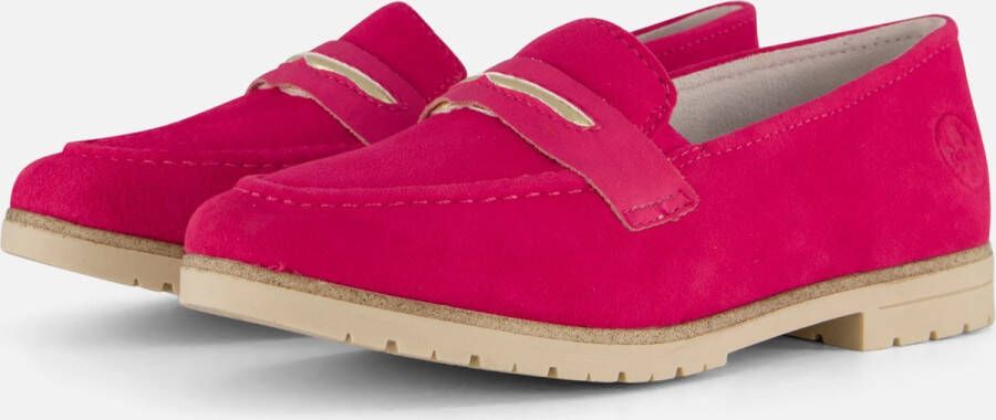 Rieker Fuchsia Suède Loafer met Leren Voetbed Pink Dames