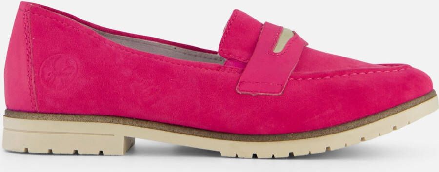 Rieker Fuchsia Suède Loafer met Leren Voetbed Pink Dames