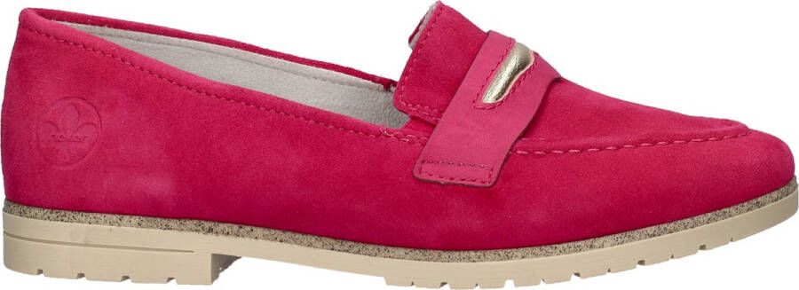 Rieker Fuchsia Suède Loafer met Leren Voetbed Pink Dames