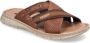 Rieker Bruine Gekruiste Banden Leren Slipper Brown Heren - Thumbnail 1